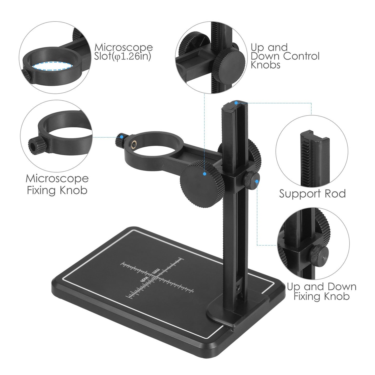 Adjustable KKmoon Mini Digital Microscope Stand with Large Base and Scale
