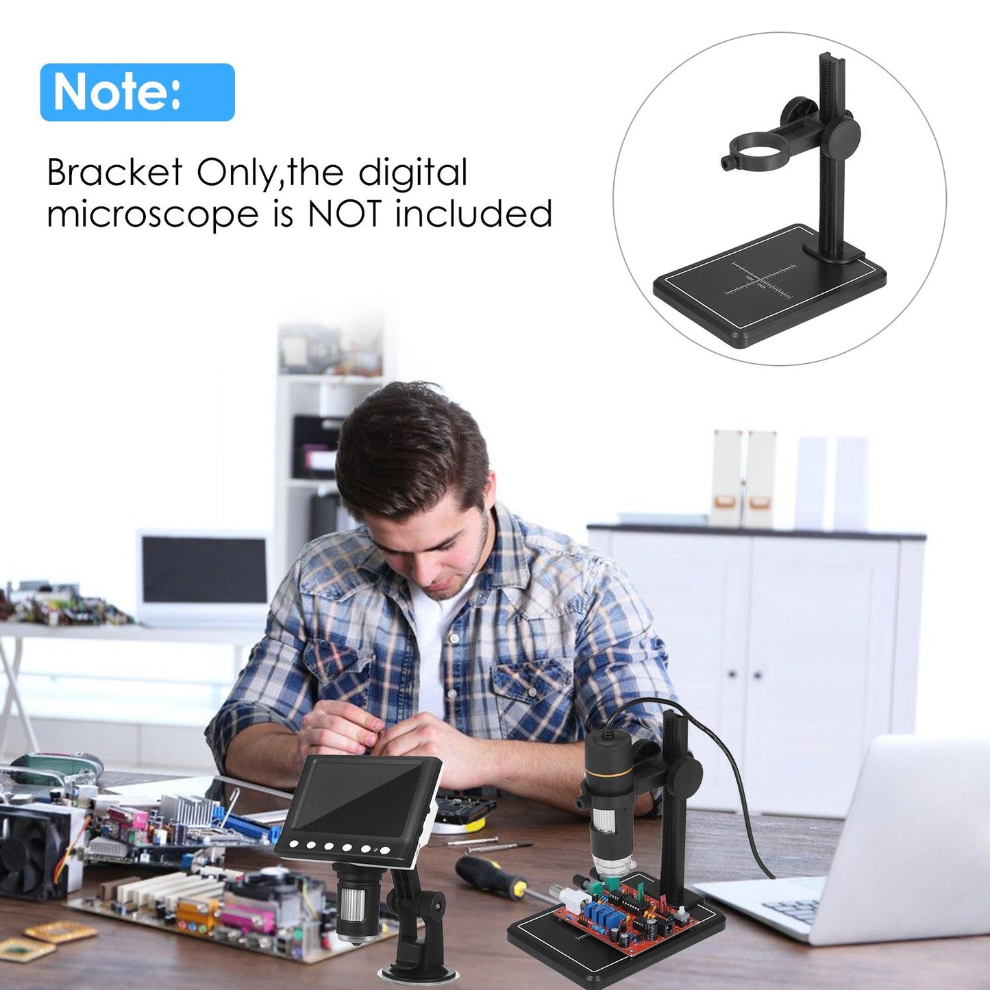 Adjustable KKmoon Mini Digital Microscope Stand with Large Base and Scale