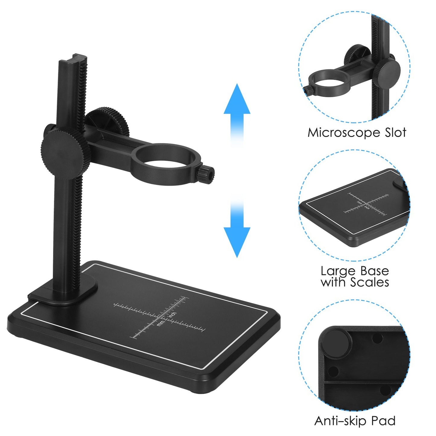 Adjustable KKmoon Mini Digital Microscope Stand with Large Base and Scale