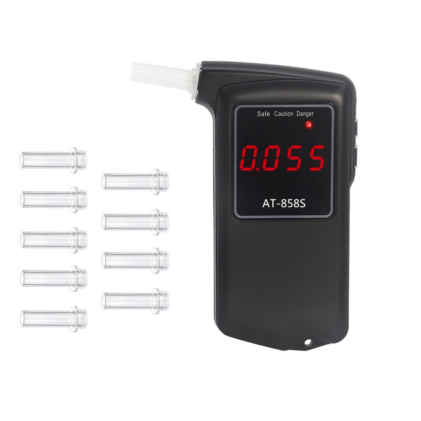 Portable Digital Breathalyzer Alcohol Tester with 10 Mouthpieces - Model AT-858