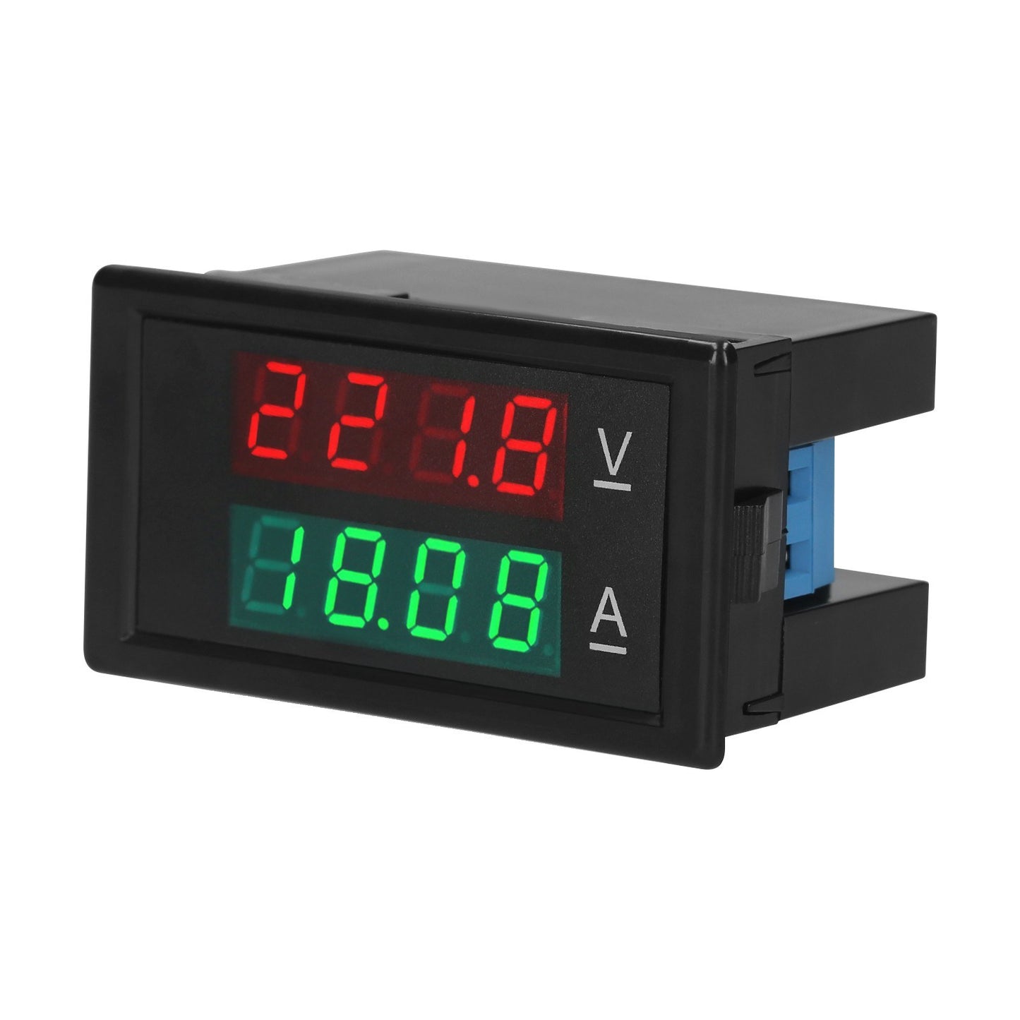Dual Display Digital Voltmeter Ammeter - Voltage & Current Tester with Red & Green LCD