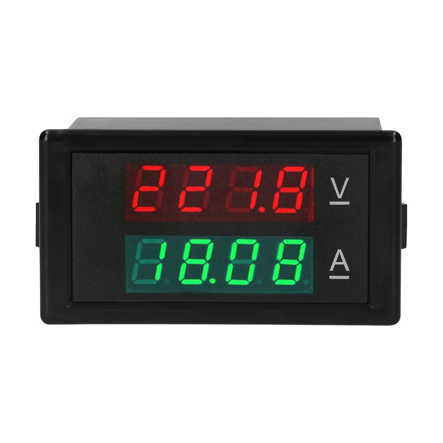 Dual Display Digital Voltmeter Ammeter - Voltage & Current Tester with Red & Green LCD