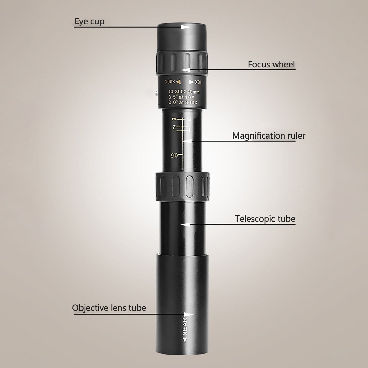 40mm Monocular Telescope 10-300X for Bird Watching, Hunting, Camping, Hiking, Traveling