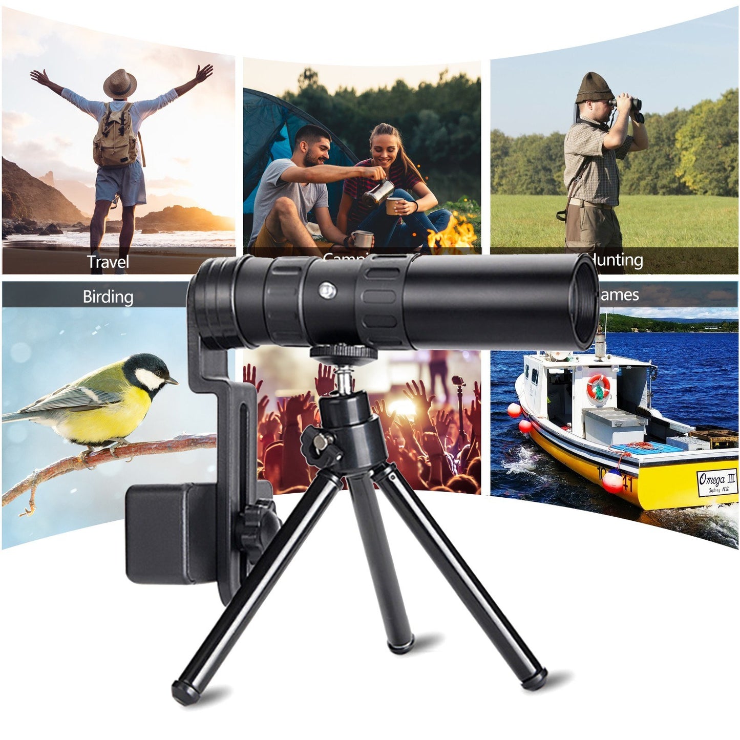 40mm Monocular Telescope 10-300X for Bird Watching, Hunting, Camping, Hiking, Traveling