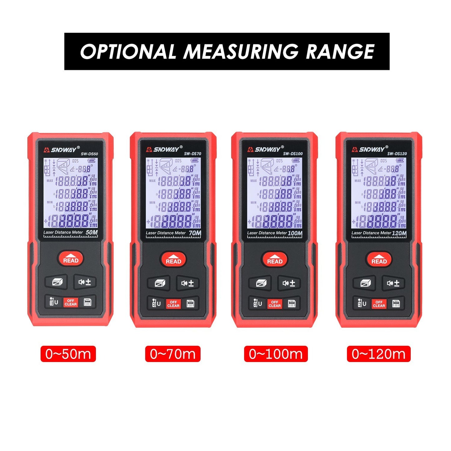 Portable SNDWAY 70M Laser Distance Meter - High Precision Digital Rangefinder & Infrared Ruler