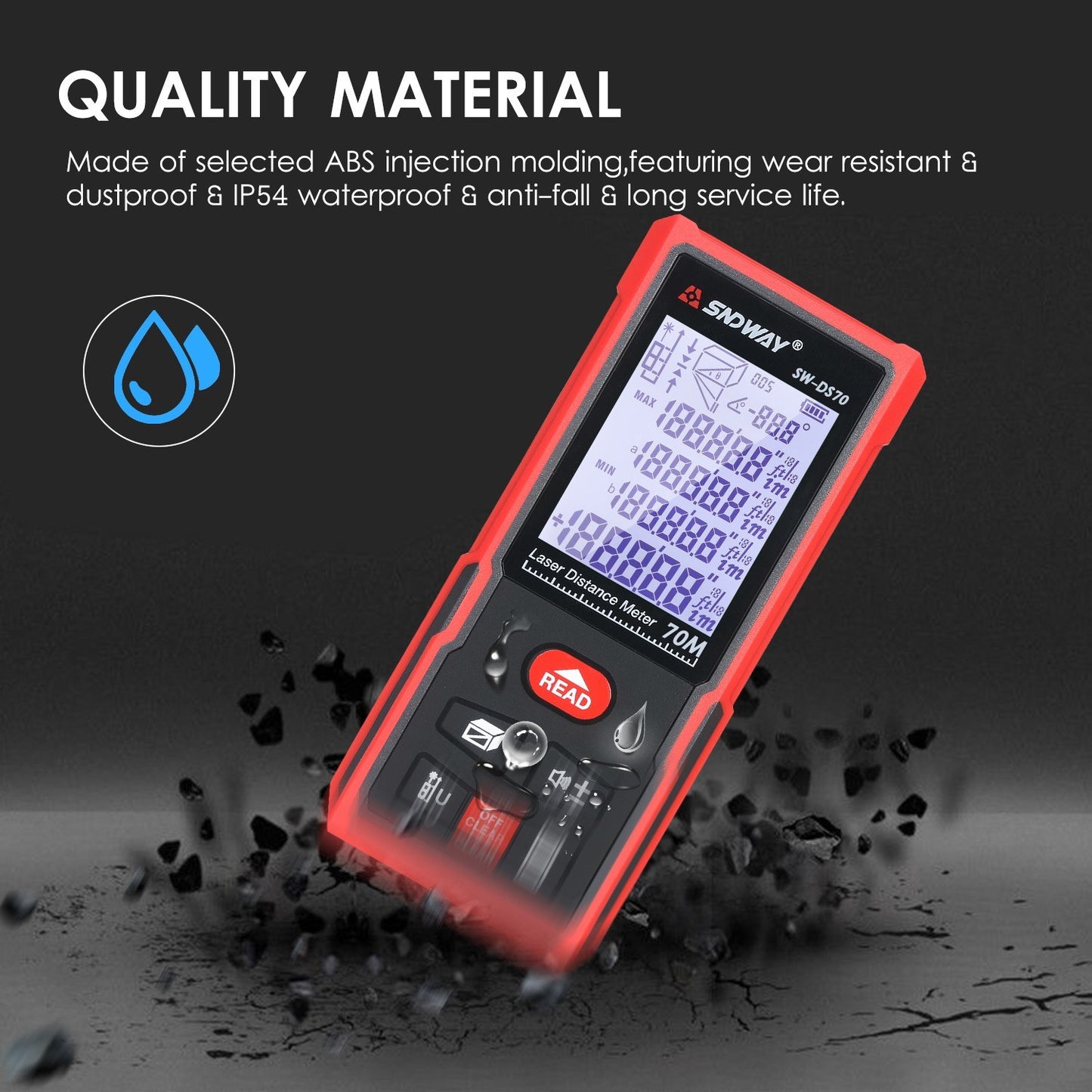 Portable SNDWAY 70M Laser Distance Meter - High Precision Digital Rangefinder & Infrared Ruler