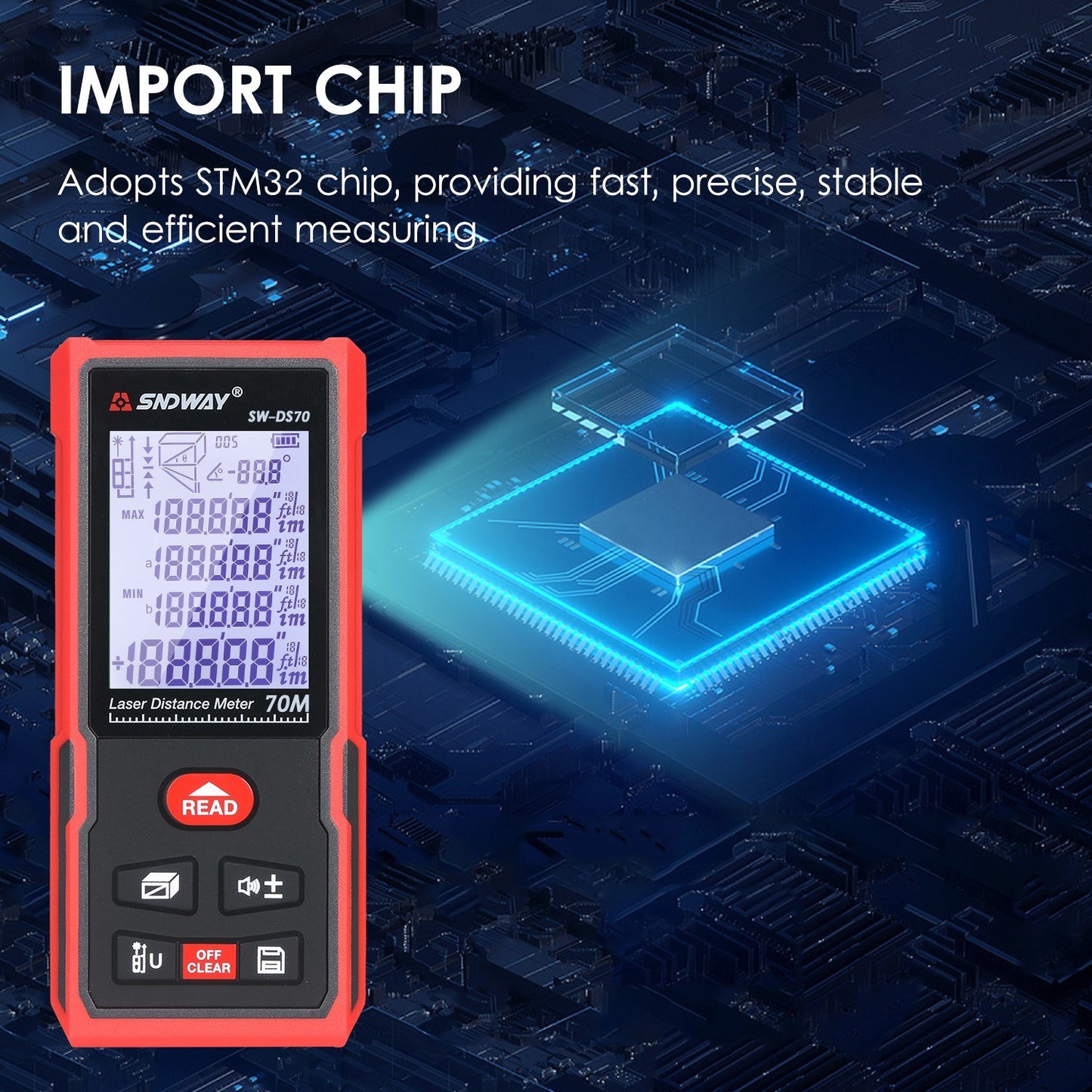 Portable SNDWAY 70M Laser Distance Meter - High Precision Digital Rangefinder & Infrared Ruler