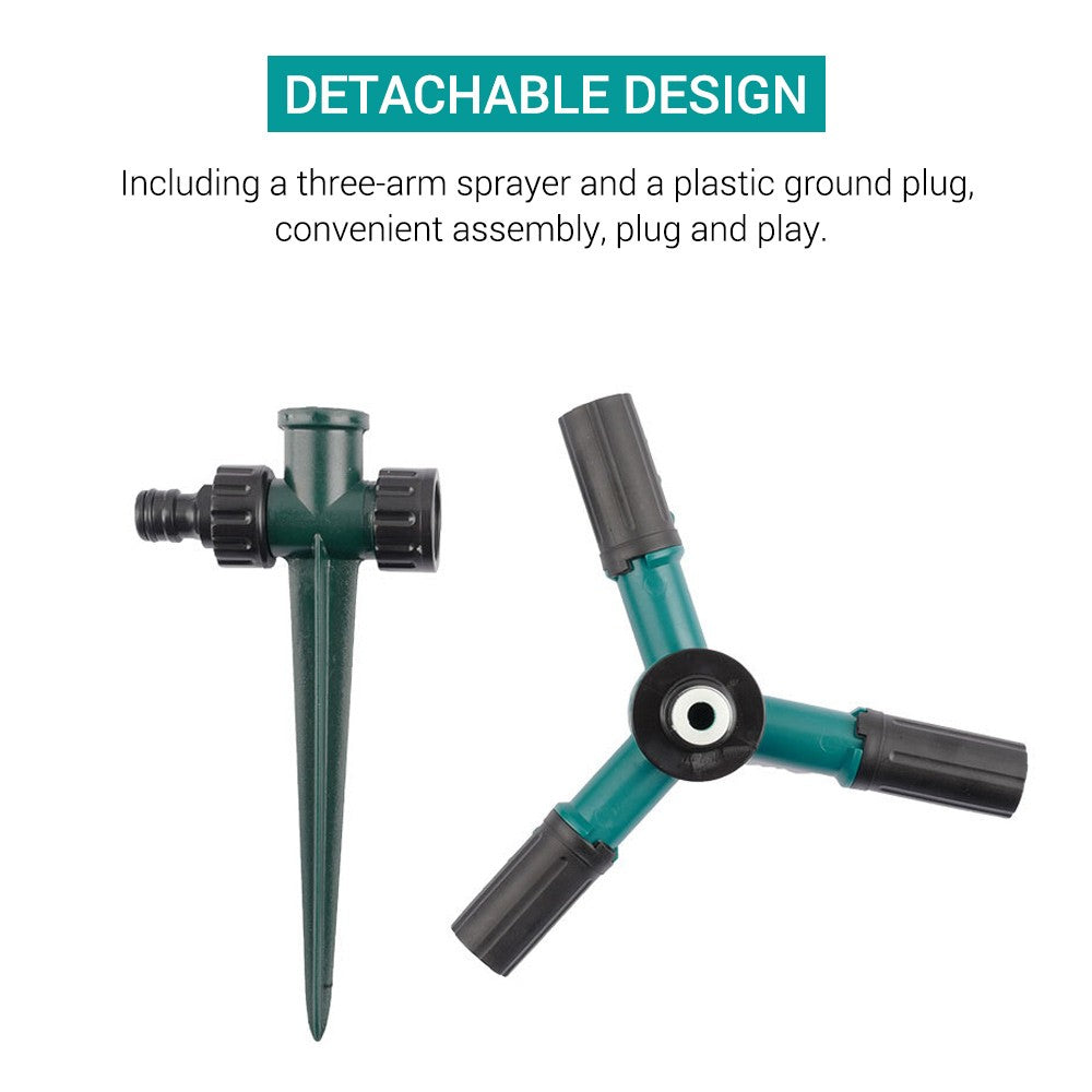 KKmoon 360° Rotating Sprinkler with Adjustable Nozzle and Three-arm Sprayer for Garden Lawn Irrigation