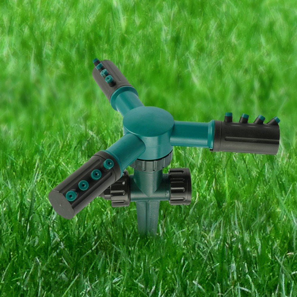 KKmoon 360° Rotating Sprinkler with Adjustable Nozzle and Three-arm Sprayer for Garden Lawn Irrigation