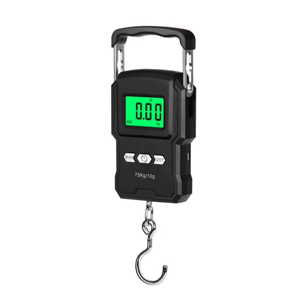 WeiHeng A27L/A27L-B Rechargeable Hook Scale 75kg/10g with LCD, Tape Measure, High Precision, Backlit, 5 Unit Options