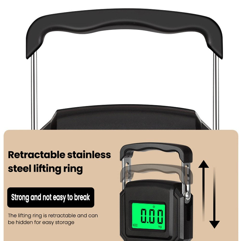WeiHeng A27L/A27L-B Rechargeable Hook Scale 75kg/10g with LCD, Tape Measure, High Precision, Backlit, 5 Unit Options