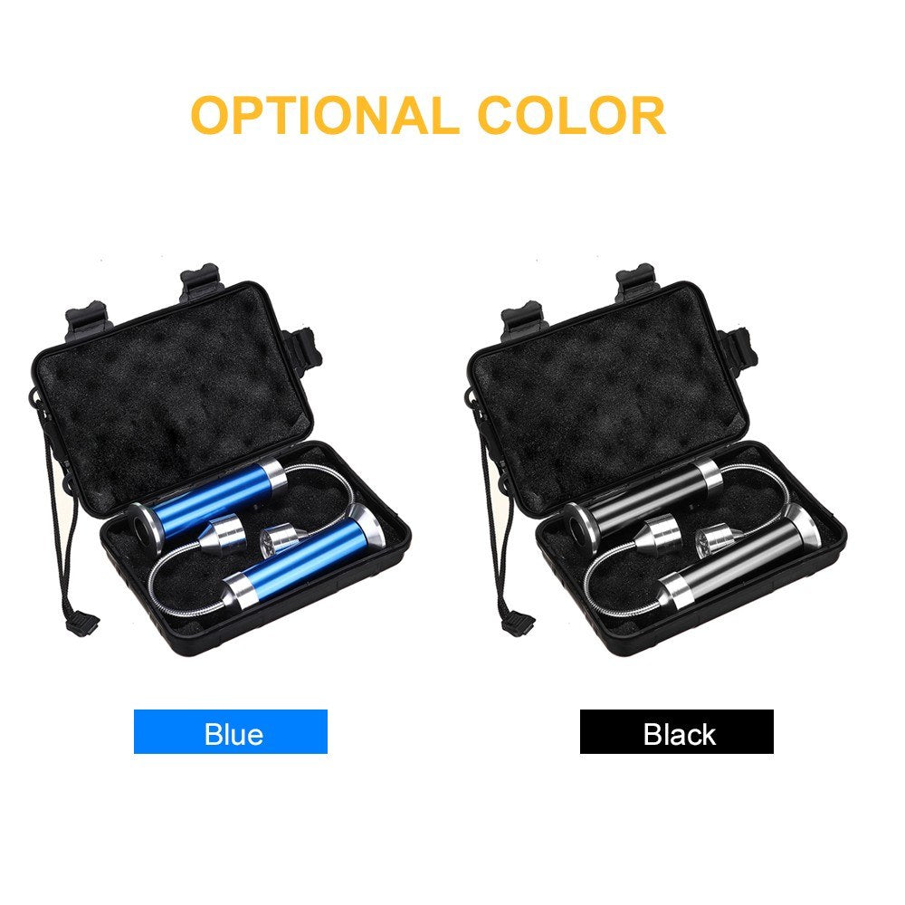 KKmoon Magnetic BBQ Grill Lights, 9 LED Flexible Barbecue Lamps, Set of 2, Outdoor, Camping, Household, Portable Flashlight with Bendy Hose and Plastic Case, Black