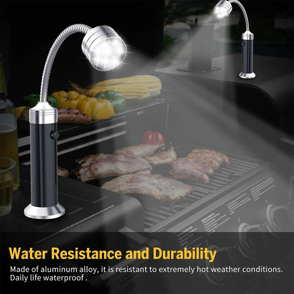 KKmoon Magnetic BBQ Grill Lights, 9 LED Flexible Barbecue Lamps, Set of 2, Outdoor, Camping, Household, Portable Flashlight with Bendy Hose and Plastic Case, Black