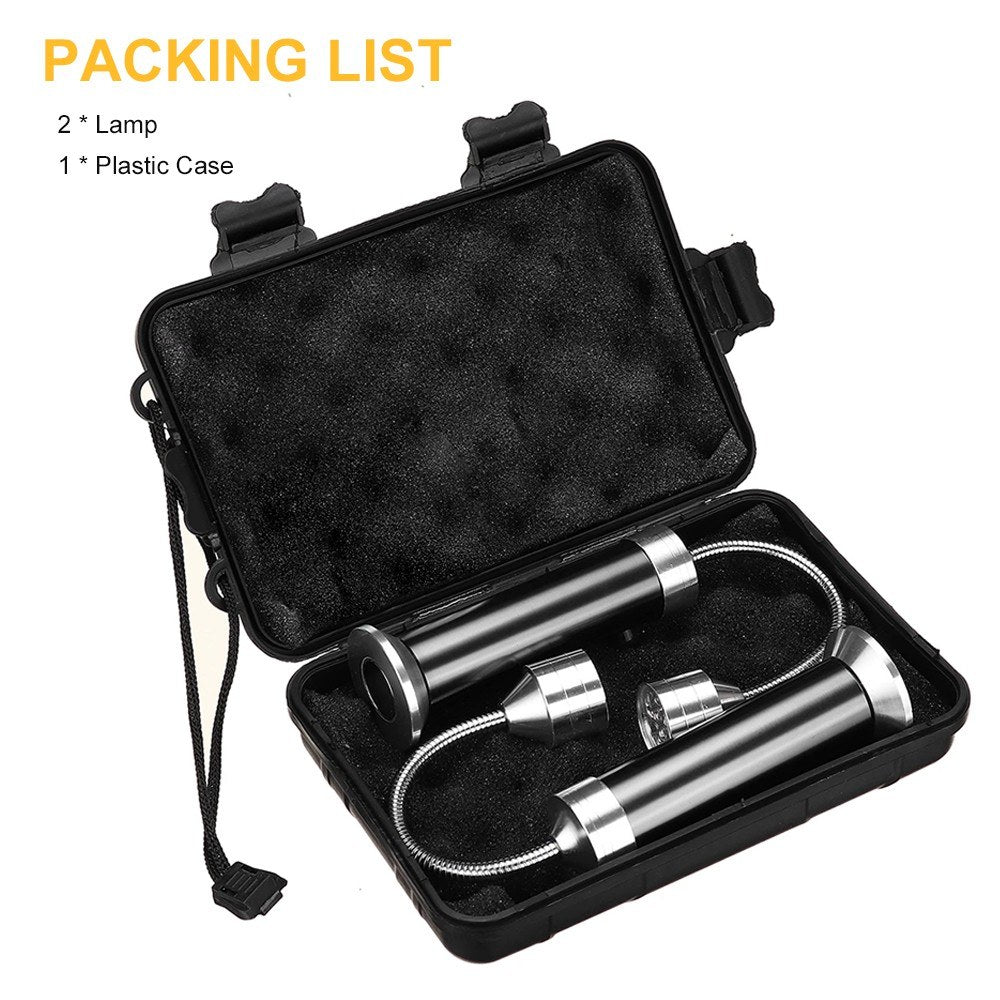 KKmoon Magnetic BBQ Grill Lights, 9 LED Flexible Barbecue Lamps, Set of 2, Outdoor, Camping, Household, Portable Flashlight with Bendy Hose and Plastic Case, Black