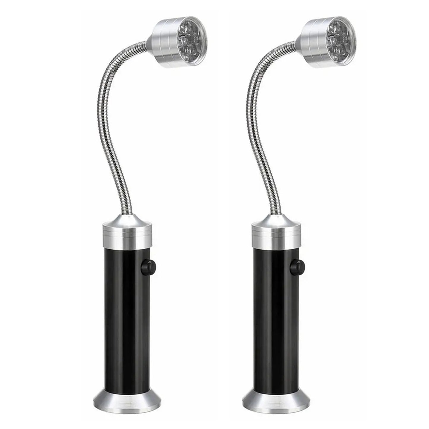 KKmoon Magnetic BBQ Grill Lights, 9 LED Flexible Barbecue Lamps, Set of 2, Outdoor, Camping, Household, Portable Flashlight with Bendy Hose and Plastic Case, Black