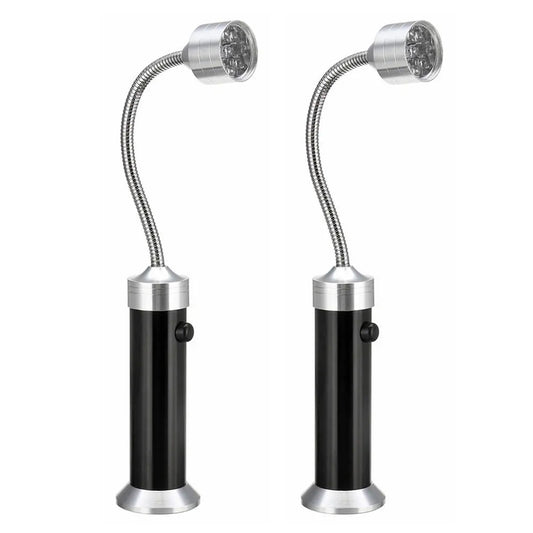 KKmoon Magnetic BBQ Grill Lights, 9 LED Flexible Barbecue Lamps, Set of 2, Outdoor, Camping, Household, Portable Flashlight with Bendy Hose and Plastic Case, Black