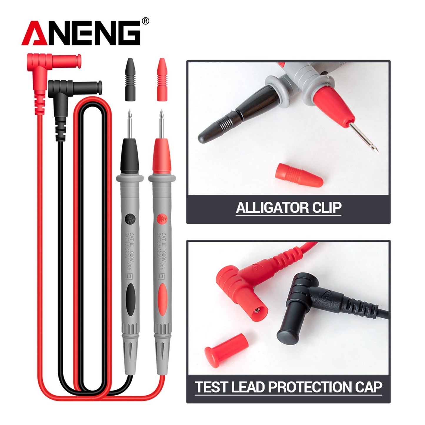 ANENG ST180 Digital Clamp Multimeter: 4000 Counts, AC/DC Voltage/Current, NCV, Temperature -30~1000℃, Resistance, Capacitance, Frequency, Diode Tester