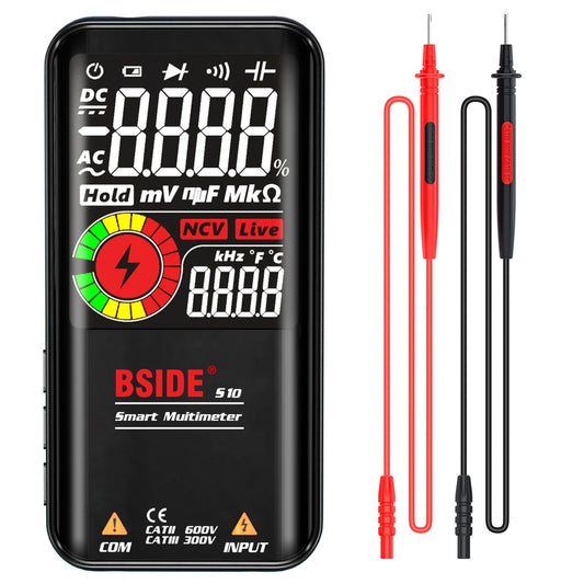 BSIDE S10 Intelligent Multimeter 9999 Counts Digital LCD AC/DC Voltmeter Ohmmeter Test Resistance Capacitance Frequency Diode Continuity NCV Live Line Flashlight Data Hold