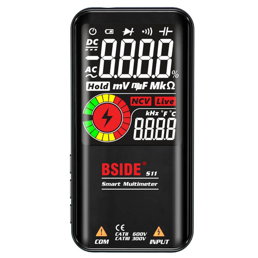 BSIDE S11 9999 Counts Rechargeable Digital Multimeter - LCD Display, Universal AC/DC Voltmeter, Ohmmeter, Capacitance, Frequency, Diode, Continuity, NCV, Flashlight, Data Hold