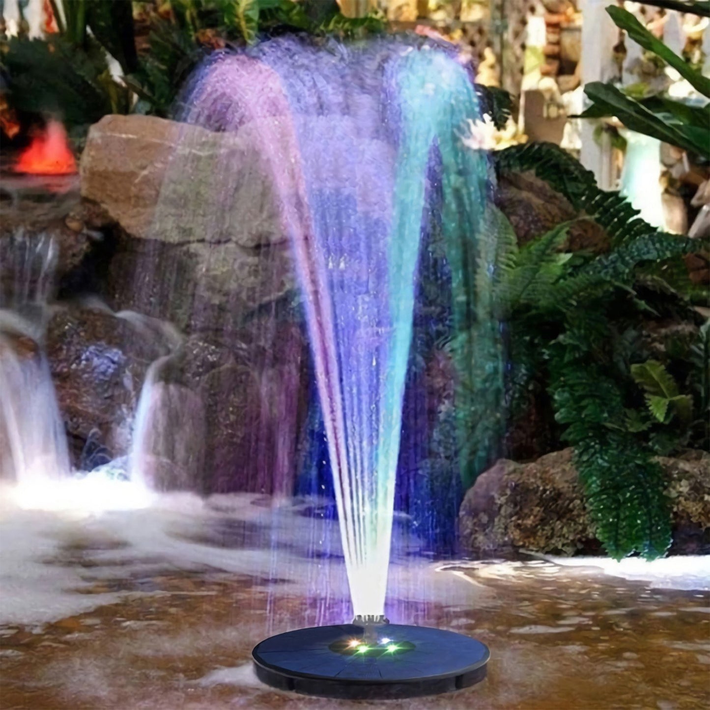 3W Solar Fountain Pump with 7 Spray Patterns & LED Lights, Battery Backup for Outdoor Bird Bath, Garden Pond, Pool, Fish Tank, Aquarium, & Pet