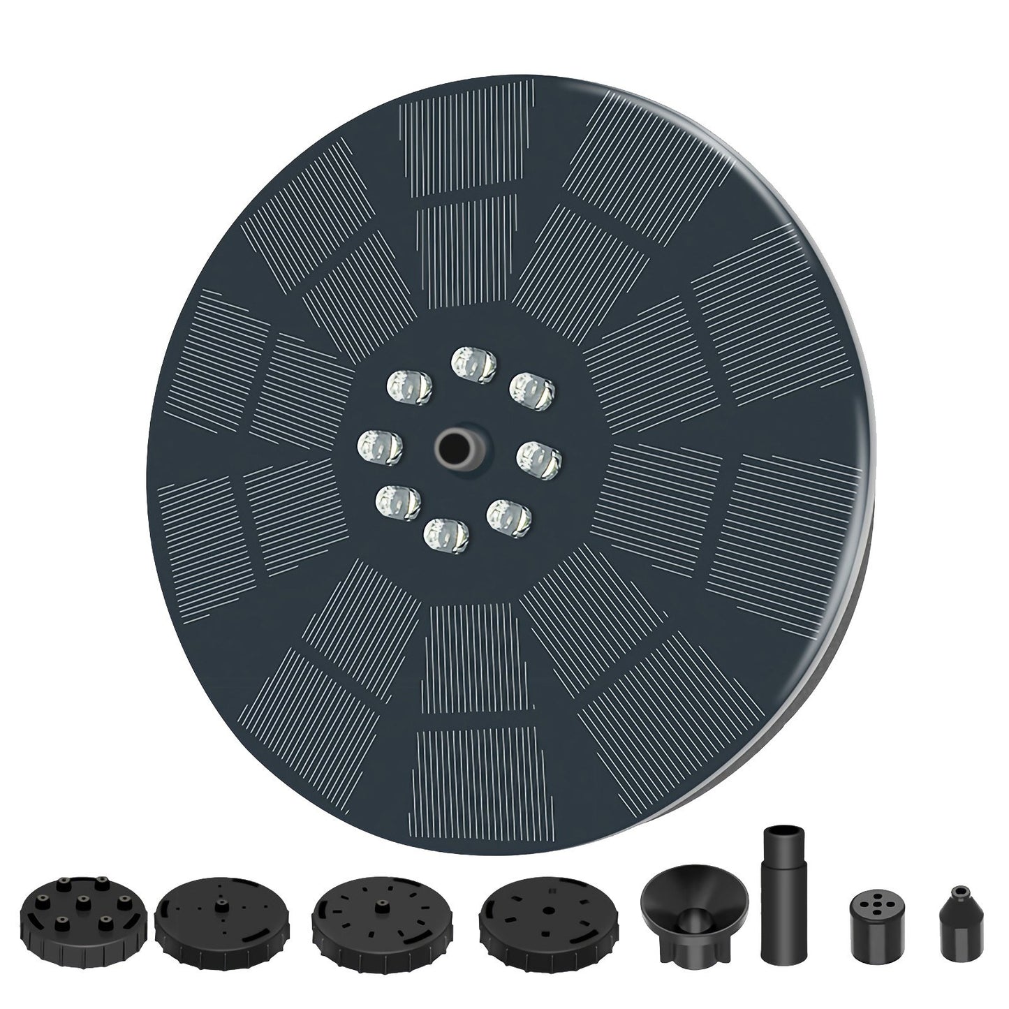 3W Solar Fountain Pump with 7 Spray Patterns & LED Lights, Battery Backup for Outdoor Bird Bath, Garden Pond, Pool, Fish Tank, Aquarium, & Pet