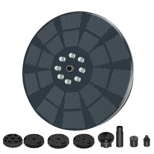 3W Solar Fountain Pump with 7 Spray Patterns & LED Lights, Battery Backup for Outdoor Bird Bath, Garden Pond, Pool, Fish Tank, Aquarium, & Pet