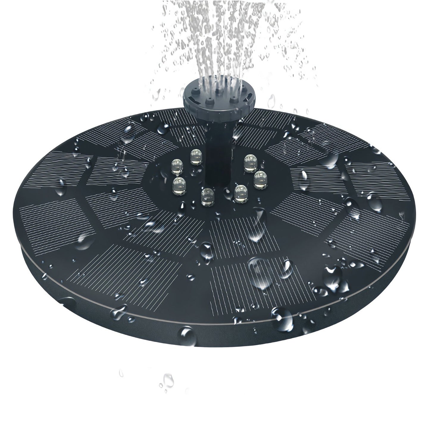 3W Solar Fountain Pump with 7 Spray Patterns & LED Lights, Battery Backup for Outdoor Bird Bath, Garden Pond, Pool, Fish Tank, Aquarium, & Pet