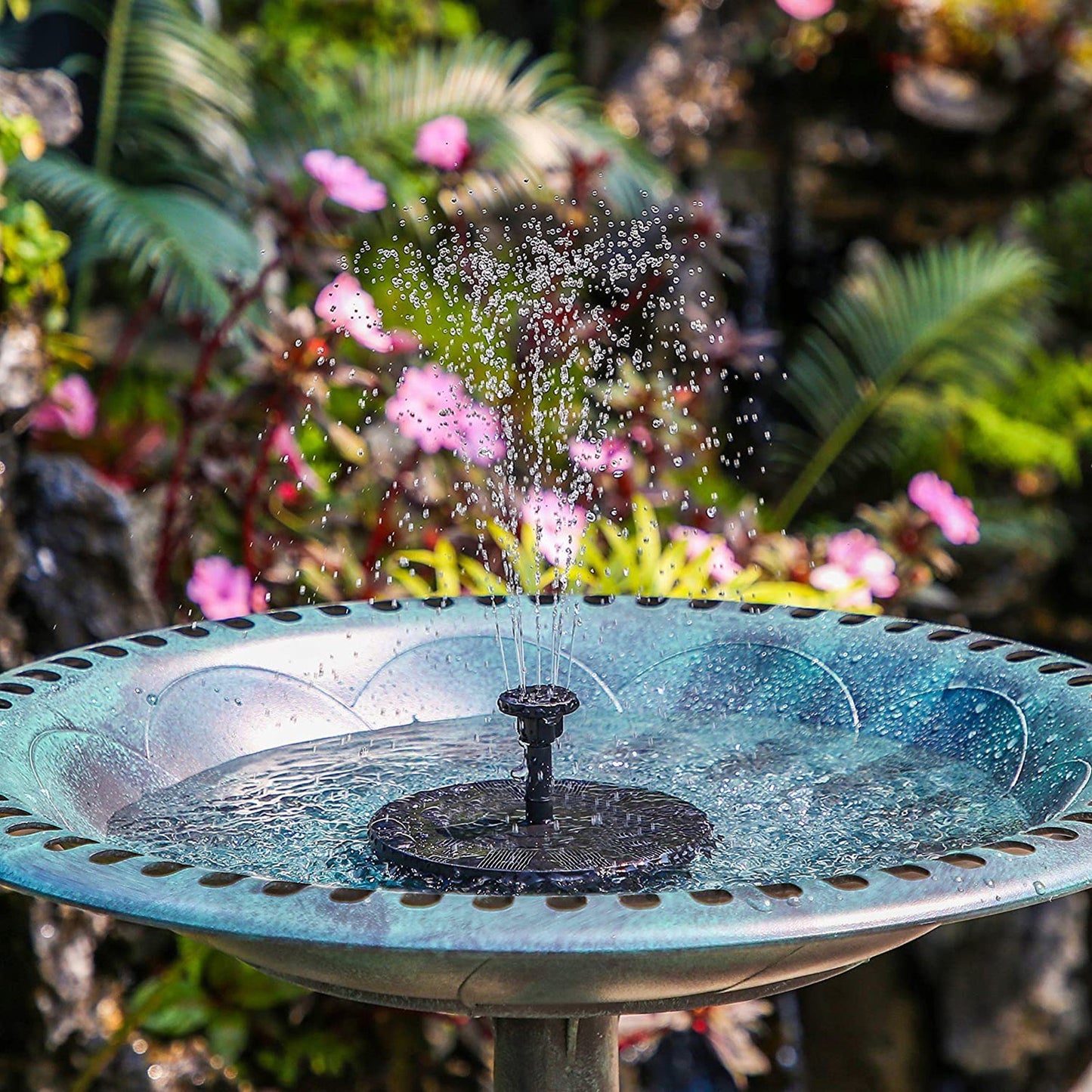 3W Solar Fountain Pump with 7 Spray Patterns & LED Lights, Battery Backup for Outdoor Bird Bath, Garden Pond, Pool, Fish Tank, Aquarium, & Pet