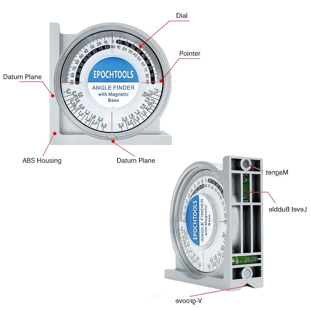 KKmoon Mini Magnetic Inclinometer & Protractor Tool with Dual Bubble Levels