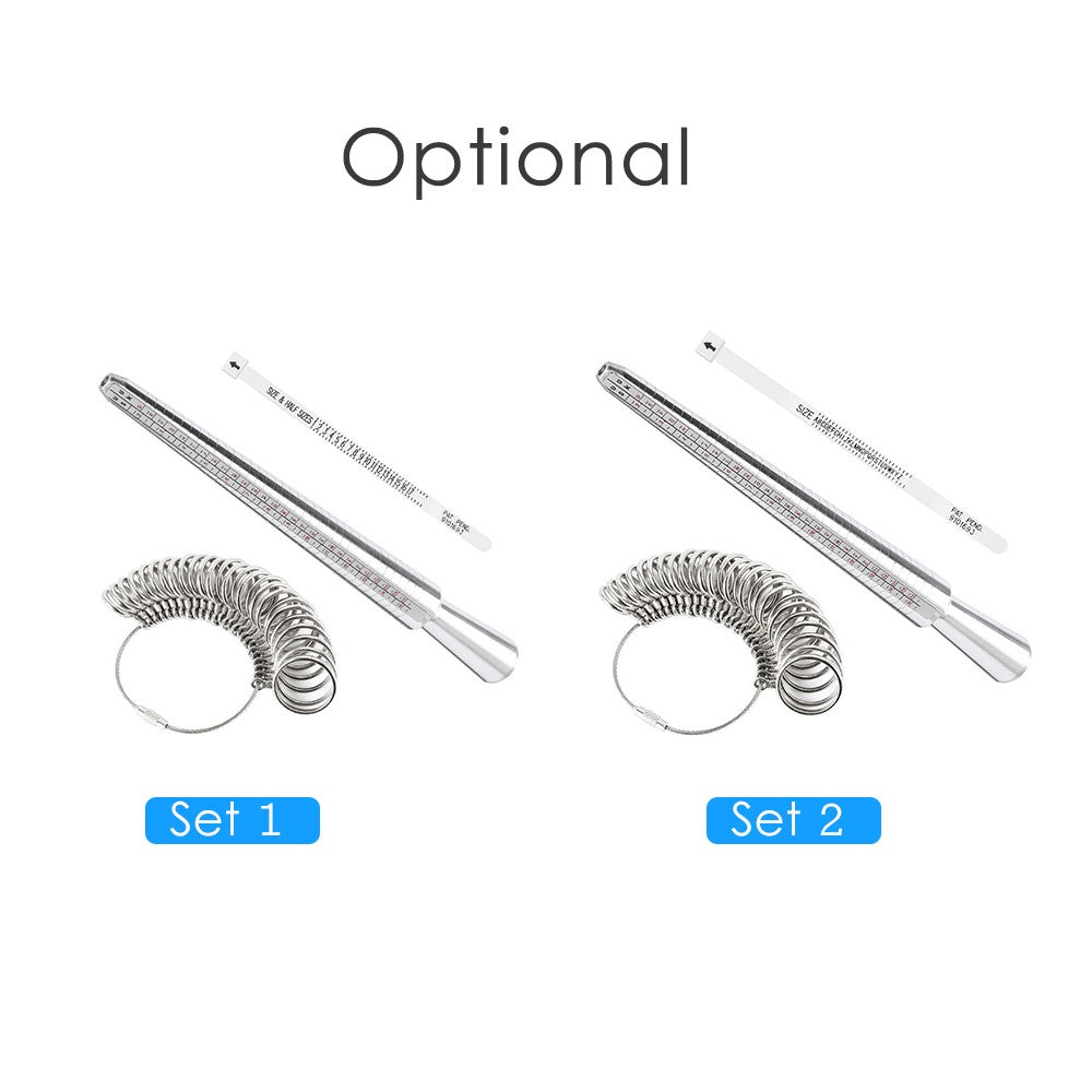 KKmoon Metal Ring Sizer Mandrel Tool Kit with Measuring Tape and Aluminium Ring Gauge Set