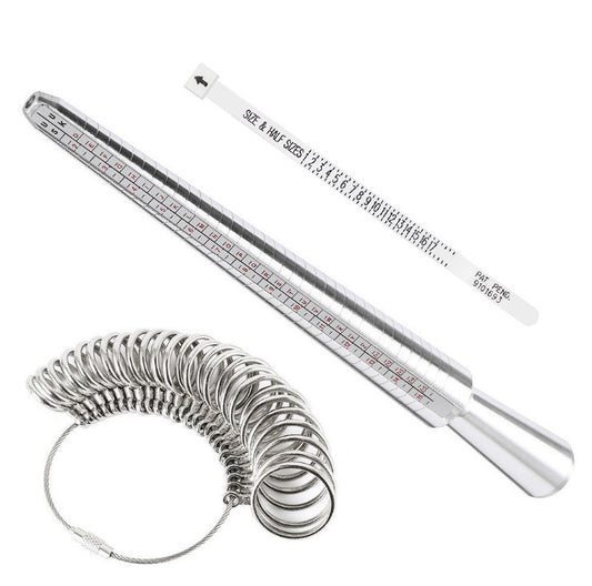 KKmoon Metal Ring Sizer Mandrel Tool Kit with Measuring Tape and Aluminium Ring Gauge Set