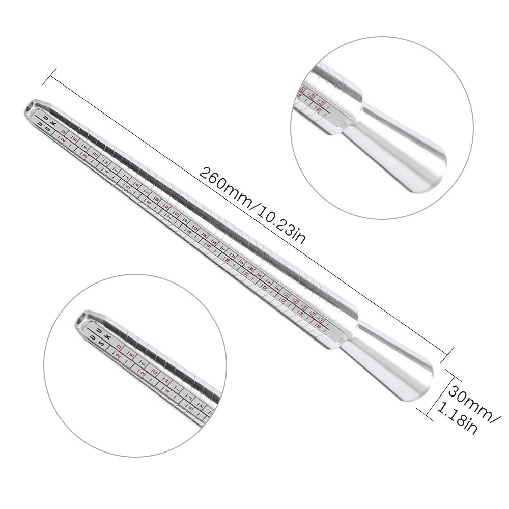 KKmoon Metal Ring Sizer Mandrel Tool Kit with Measuring Tape and Aluminium Ring Gauge Set