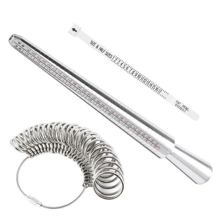 KKmoon Metal Ring Sizer Mandrel Tool Kit with Measuring Tape and Aluminium Ring Gauge Set