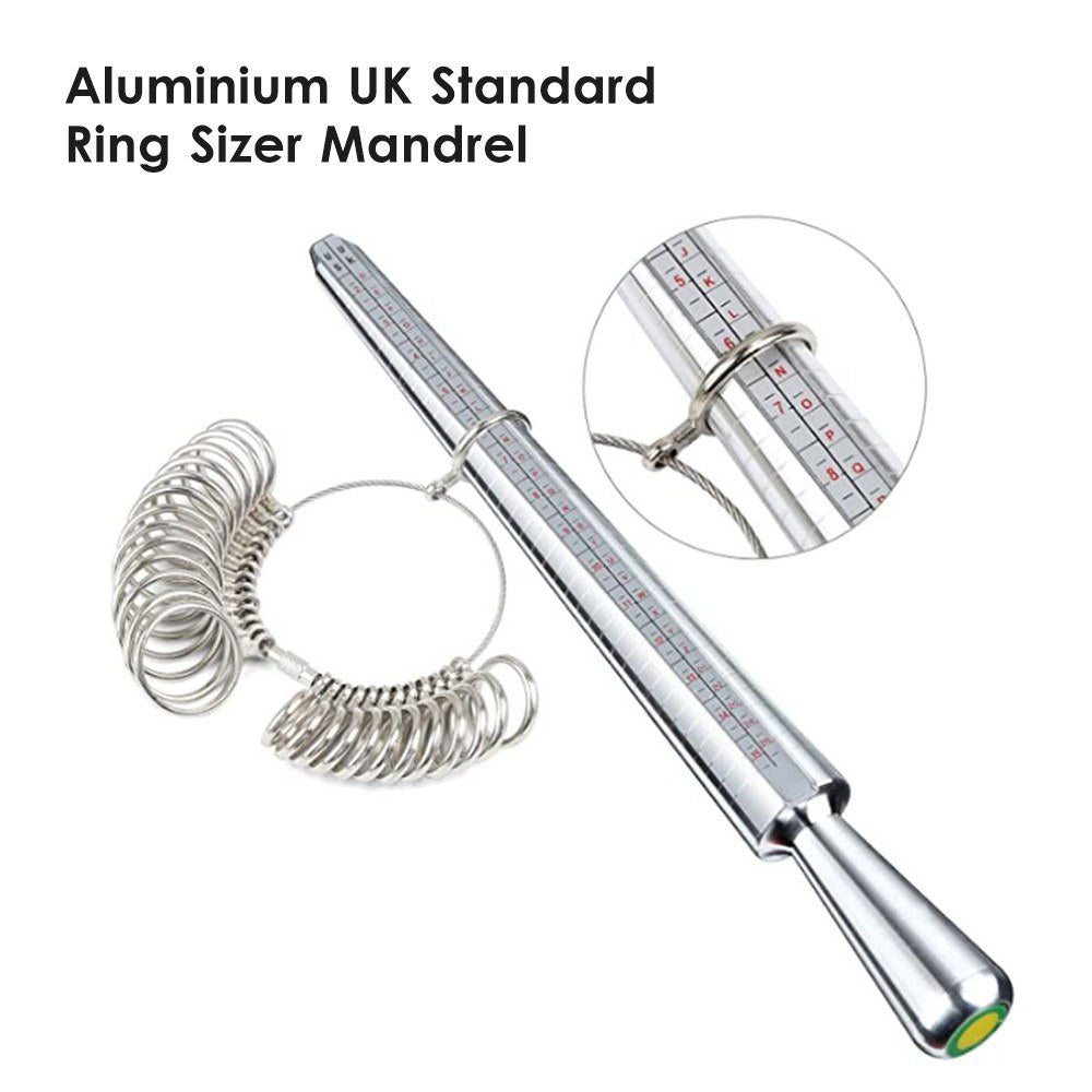 KKmoon Metal Ring Sizer Mandrel Tool Kit with Measuring Tape and Aluminium Ring Gauge Set