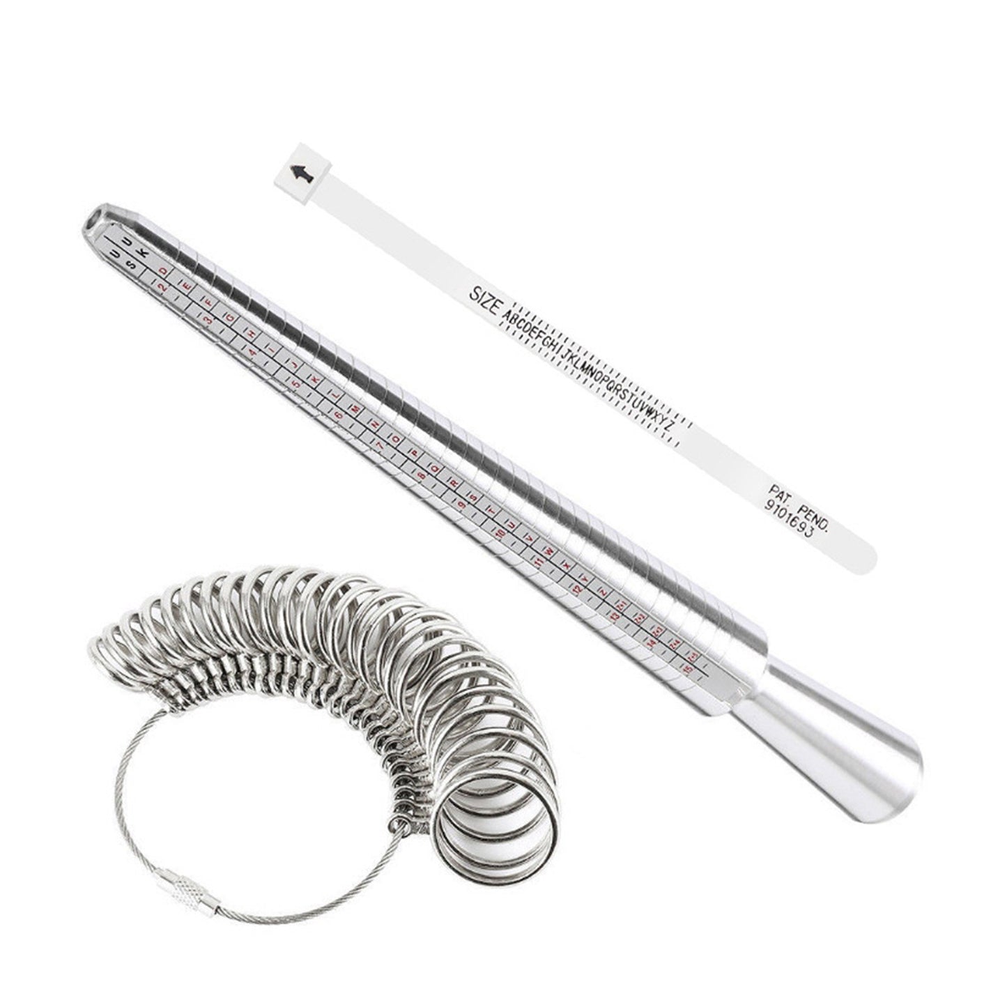 KKmoon Metal Ring Sizer Mandrel Tool Kit with Measuring Tape and Aluminium Ring Gauge Set