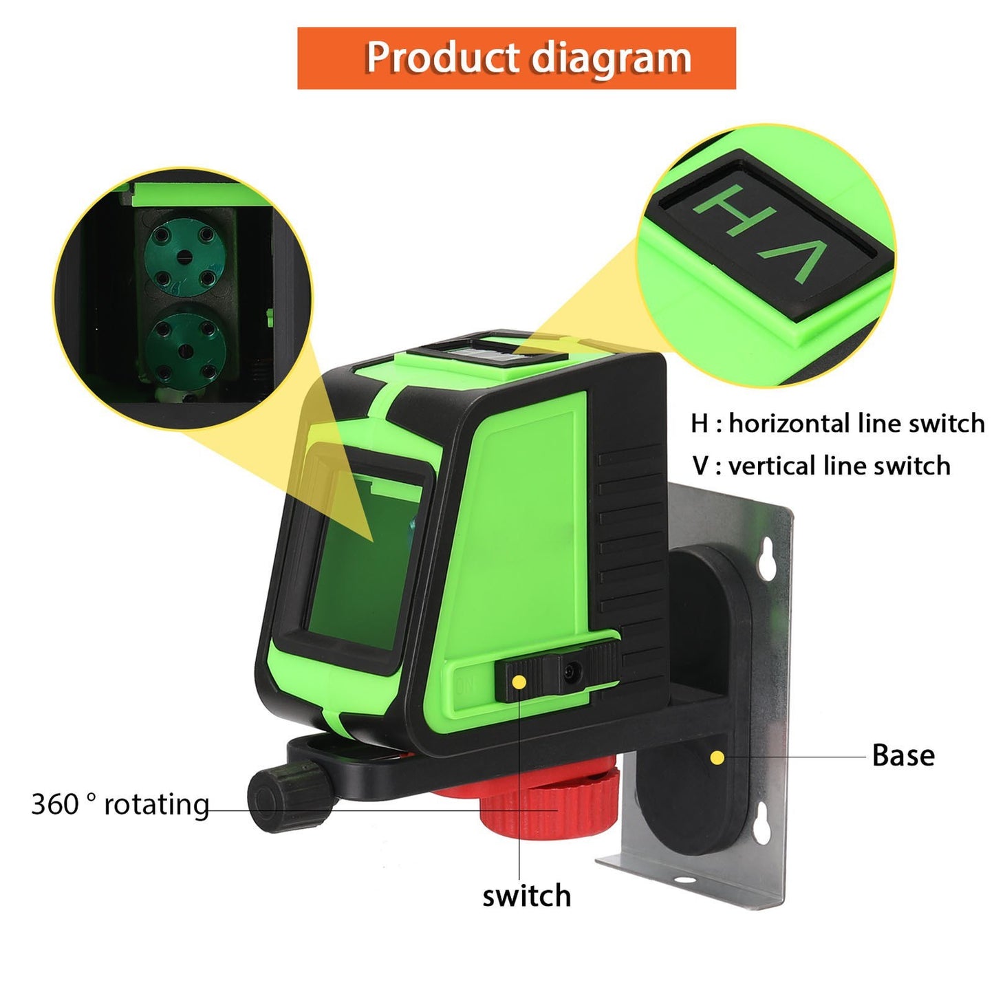 KKmoon 2-Line Laser Level with Large Window & Sound Alarm Function