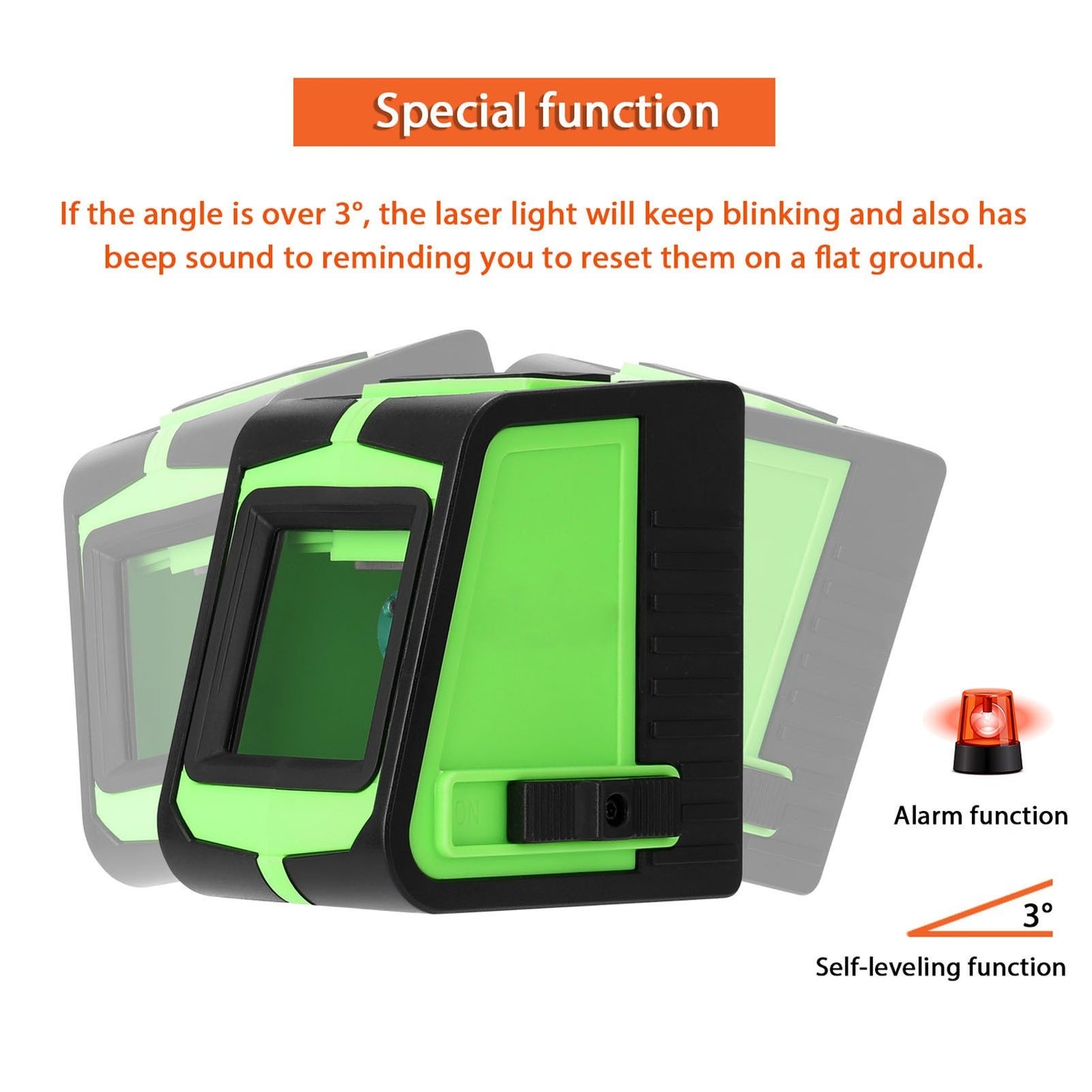 KKmoon 2-Line Laser Level with Large Window & Sound Alarm Function