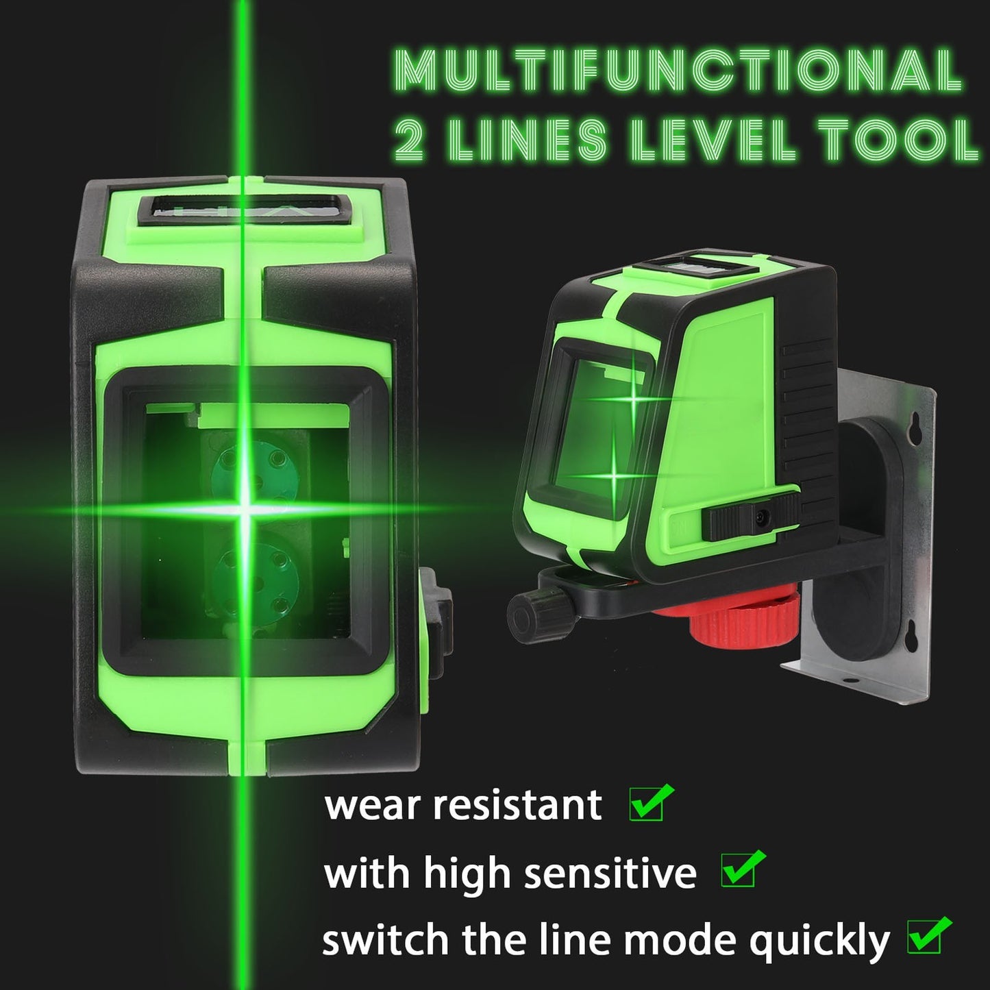 KKmoon 2-Line Laser Level with Large Window & Sound Alarm Function