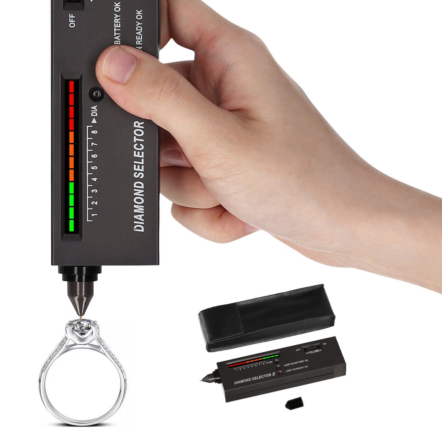 High Accuracy Diamond Tester Pen - Gemstone Jewelry Detector with Case for Novice & Expert