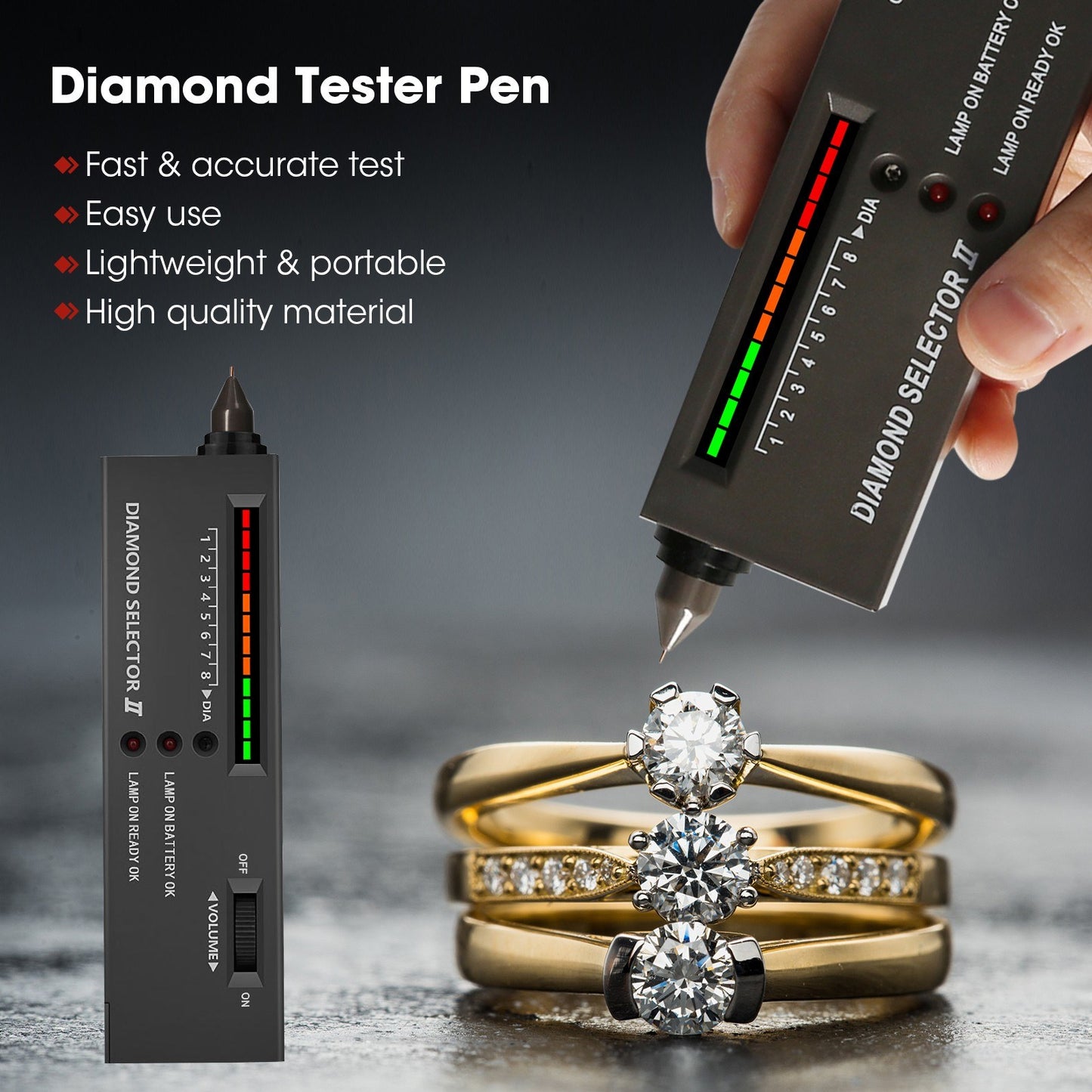 High Accuracy Diamond Tester Pen - Gemstone Jewelry Detector with Case for Novice & Expert