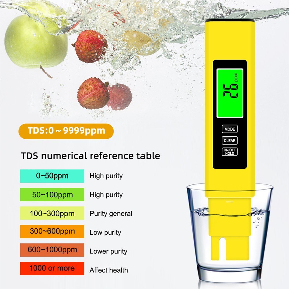KKmoon 3-in-1 Water Quality Tester: TDS/EC/Temperature Meter with Data Hold & Backlight Display - White