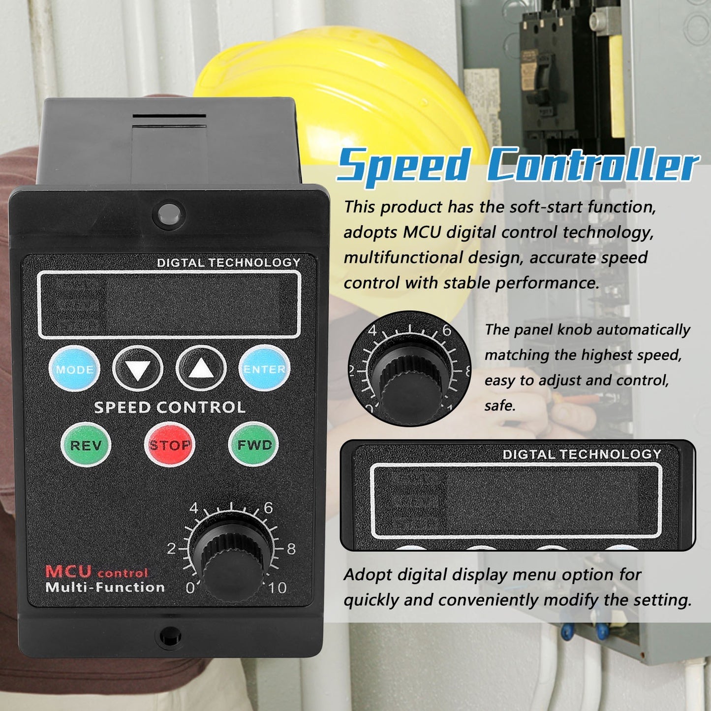 AC220V 400W Digital Motor Speed Controller with Adjustable Target Settings