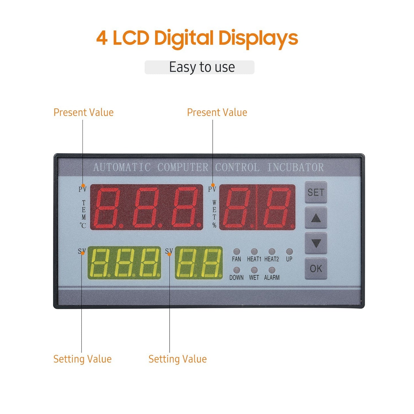 LED Digital Temp & Humidity Controller with 5 Egg Incubation Modes
