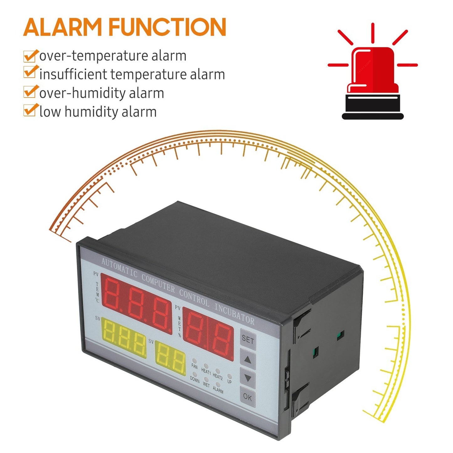 LED Digital Temp & Humidity Controller with 5 Egg Incubation Modes