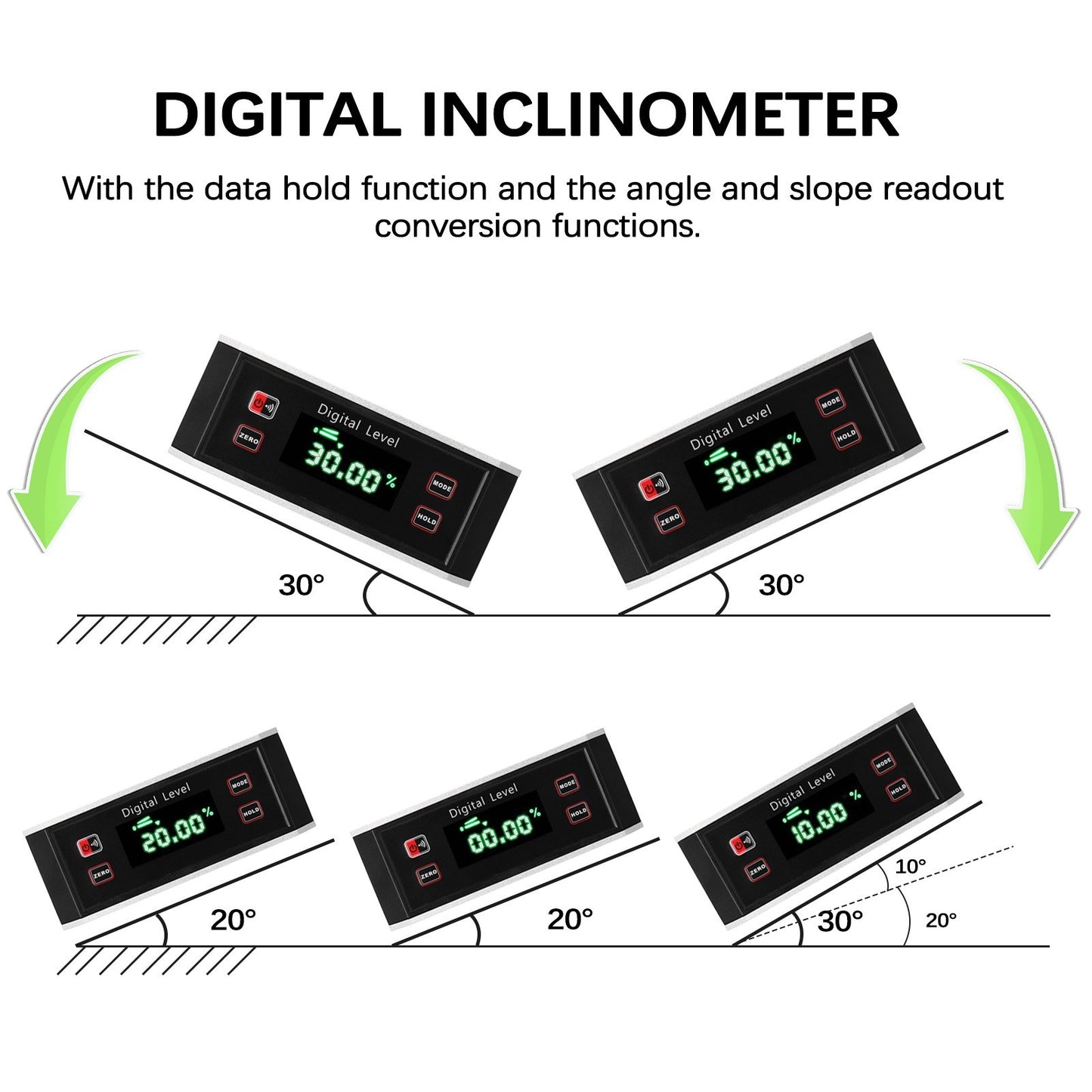 Compact IP54 Waterproof 4x90° High Precision Digital Angle Finder