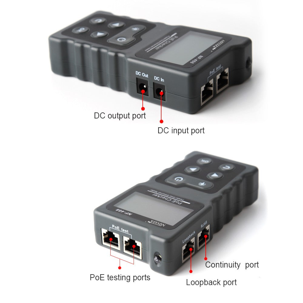 Multi-Functional PoE & Network Cable Tester with LCD Display and Inline Voltage/Current Checker