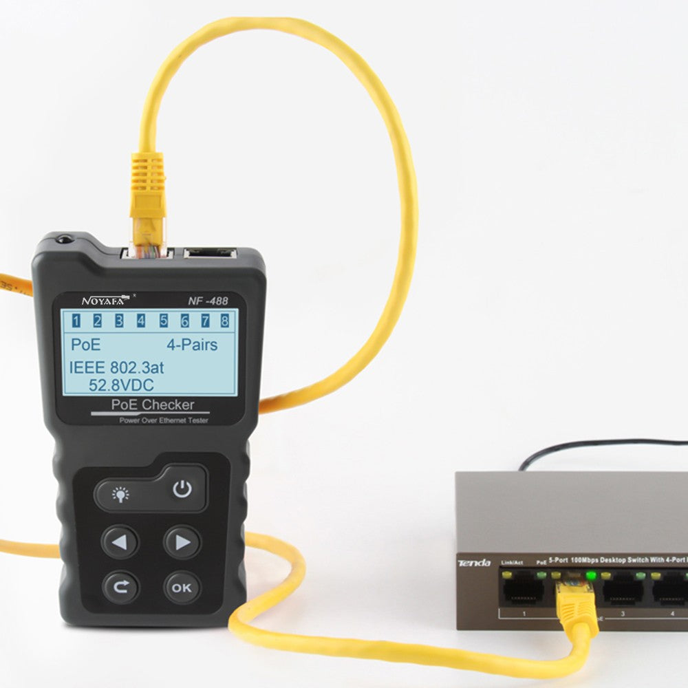 Multi-Functional PoE & Network Cable Tester with LCD Display and Inline Voltage/Current Checker