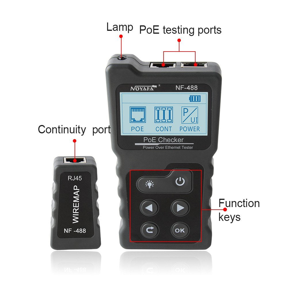 Multi-Functional PoE & Network Cable Tester with LCD Display and Inline Voltage/Current Checker