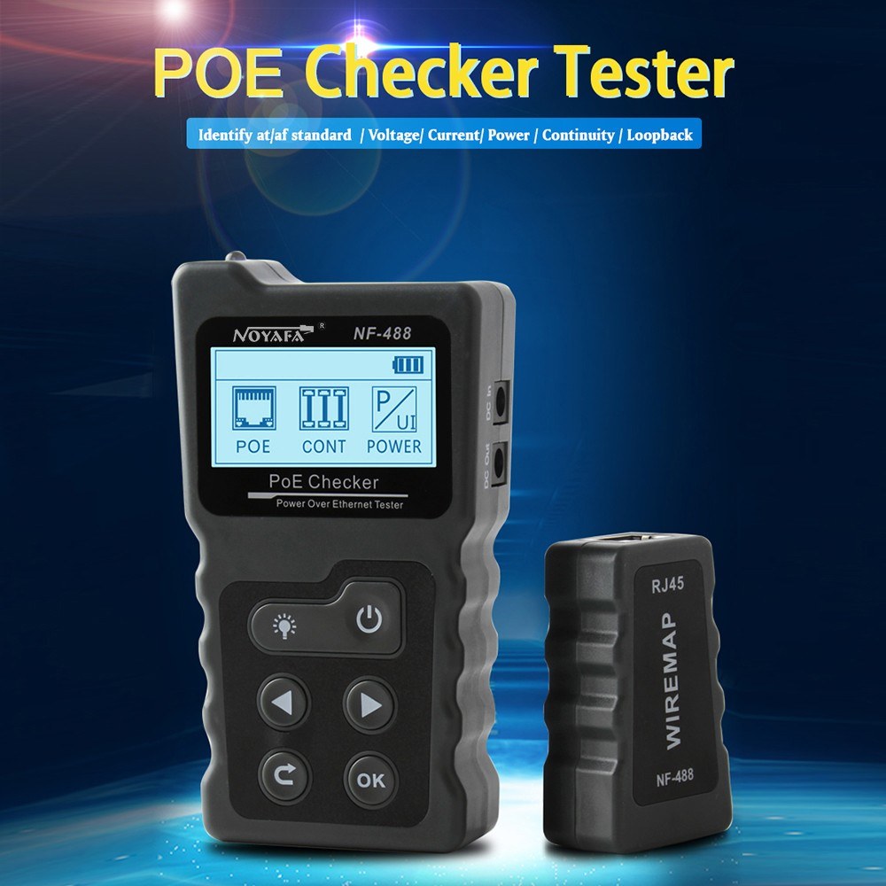 Multi-Functional PoE & Network Cable Tester with LCD Display and Inline Voltage/Current Checker