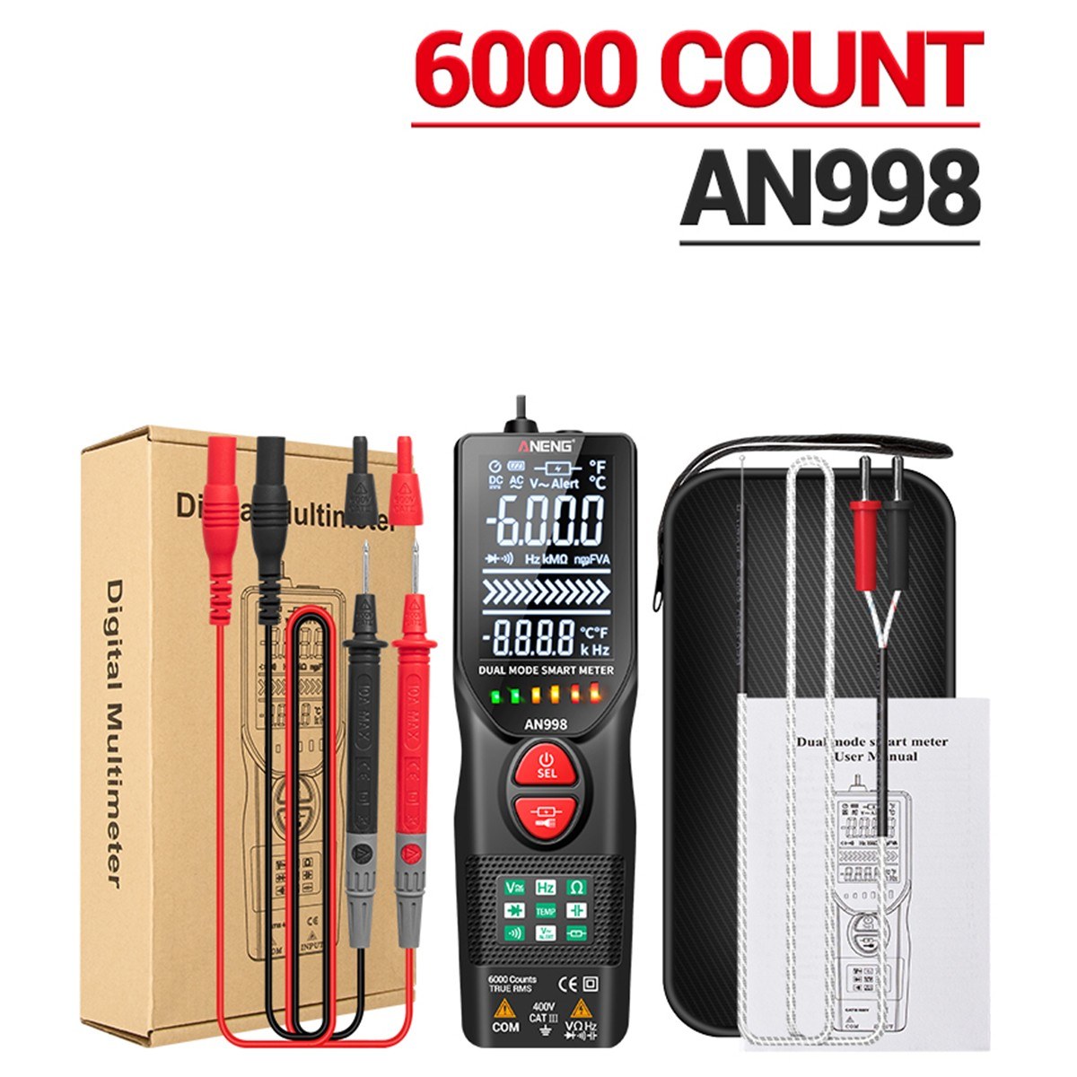 ANENG Fully Automatic Digital Multimeter with Non-Contact NCV Tester and VA Display